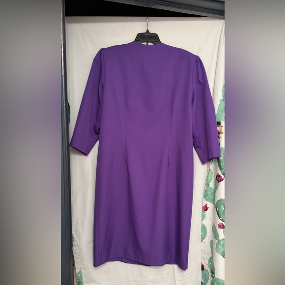 Vintage Ashley & Me Women’s Purple Lace neckline Button Up Dress Size 16 - Picture 12 of 15